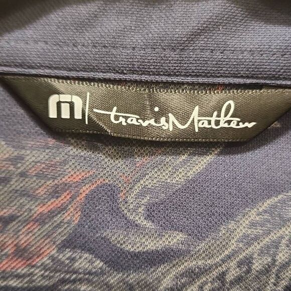Travis Mathew Magnum Short Sleeve Polo T-Shirt Men's Size Large Blue With Floral - Picture 8 of 16